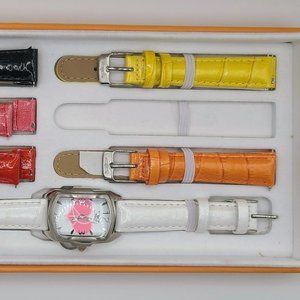 Womens Invicta Peace & Love Lupah quartz watcg multiple leather band set